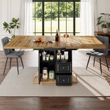 thumbnail of Esstisch ausziehbar 75x140x80 cm mit Stauraum, Tür, Schubladen, MDF Metall, Holzoptik Naturholz, für Küche, Esszimmer, Balkon