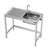 thumbnail of - Fregadero bajo barra 1 seno y 1 escurridor industrial grifo incluido dos aguas  acero inoxidable 1000 x 500 x 850 mm