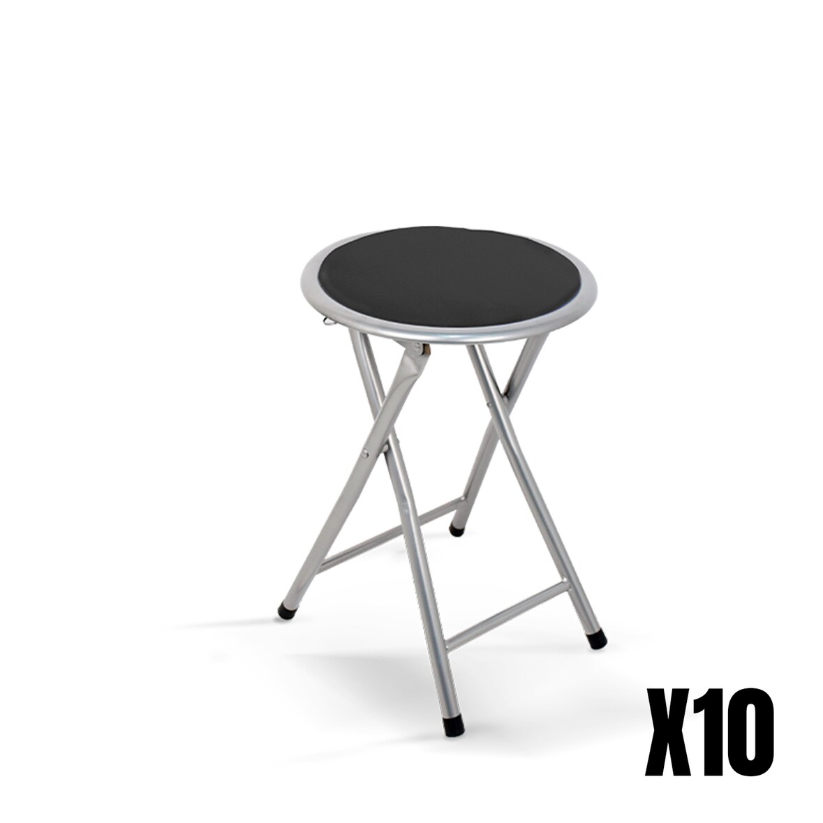 Pack de 10 taburetes plegables color negro. Modelo Palma