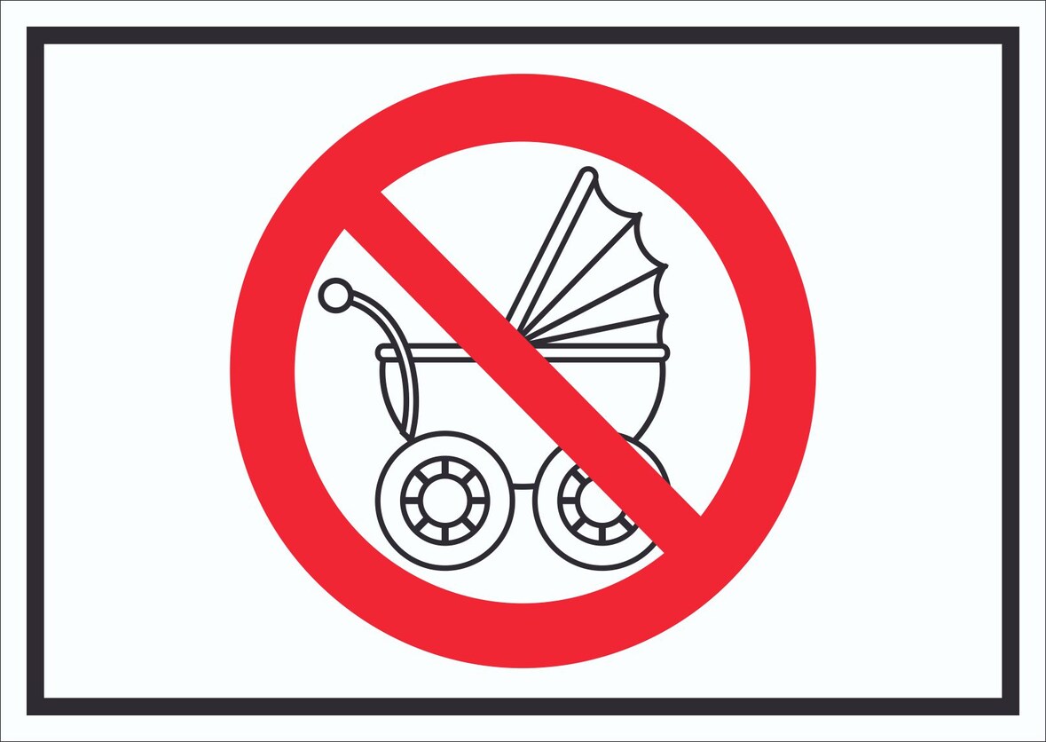 Schild Kinderwagen abstellen verboten Symbol A4 (210x297mm)
