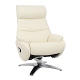 thumbnail of Relaxsessel mit Hocker HWC-K98, Fernsehsessel Sessel, Liegefunktion drehbar, Metall Echtleder/Kunstleder ~ creme-weiß
