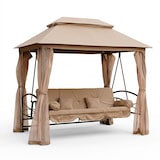 thumbnail of Dondolo da giardino 3 posti trasformabile in letto 252x170x245 cm con gazebo doppio tetto, zanzariere, cuscini imbottiti e funzione relax - Cleopatra
