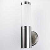 thumbnail of Licht-Erlebnisse Edelstahl Außenlampe BRIGHTON in Silber IP44 33cm Ø8cm rund Moderne Wandleuchte Hof Garten, CX220407(HL103106)