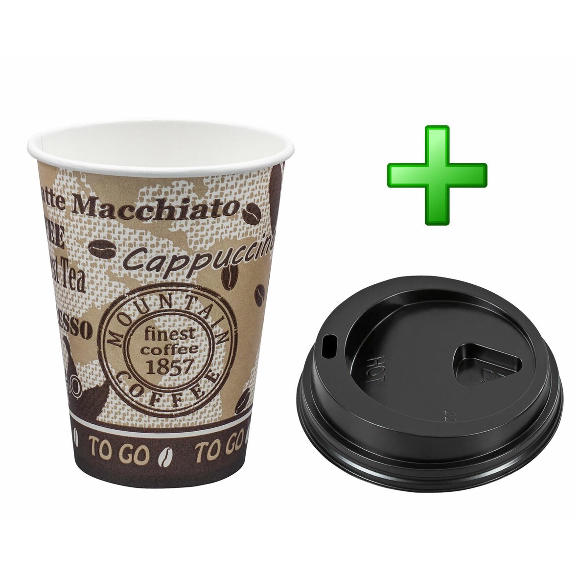 75x Kaffeebecher Premium mit Deckel "Coffee to go" Pappe besch. 250 ml
