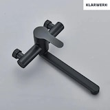 thumbnail of MAX | Gastronomie Mischbatterie Wandmontage Armatur Schwarz | Profi Küchenarmatur Edelstahl lang und flach |Wasserhahn Restaurant Wand gerader Auslauf