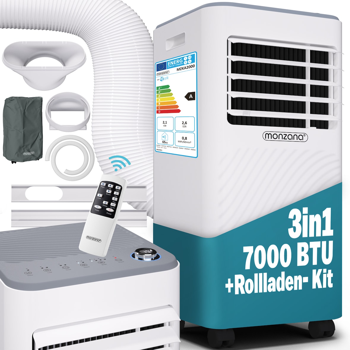 MONZANA® Mobile Klimaanlage 7000BTU 4in1 24h Timer