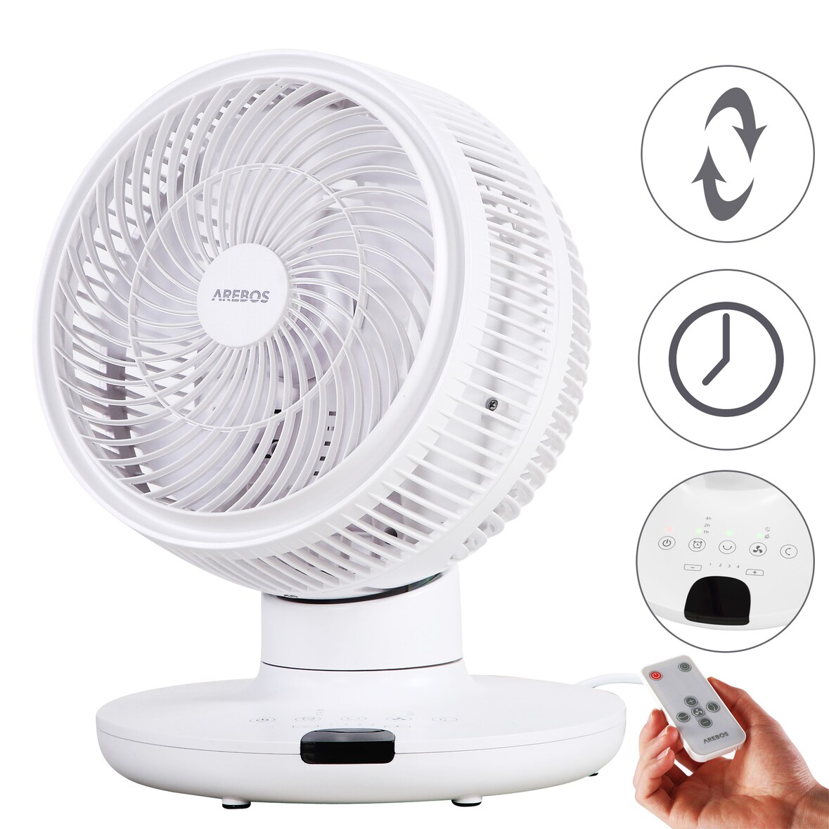 Ventilatore da tavolo Ø 23 cm Circolatore d'aria Raffreddatore d'aria Silenzioso 55 W Ventilatore