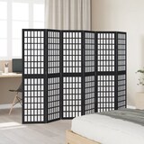 thumbnail of vidaXL 6-tlg. Paravent Schwarz Massivholz Paulownia