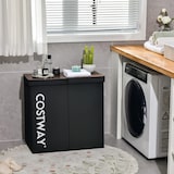 thumbnail of COSTWAY 115L cesto di lavanderia con coperchio, lavanderia Hamper 2 scomparti, non tessuto scatola di lavanderia con maniglie