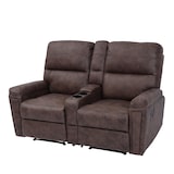 thumbnail of 2er Kinosessel HWC-K17, Relaxsessel Fernsehsessel Sofa, Nosagfederung Getränkehalter Fach ~ Stoff/Textil braun