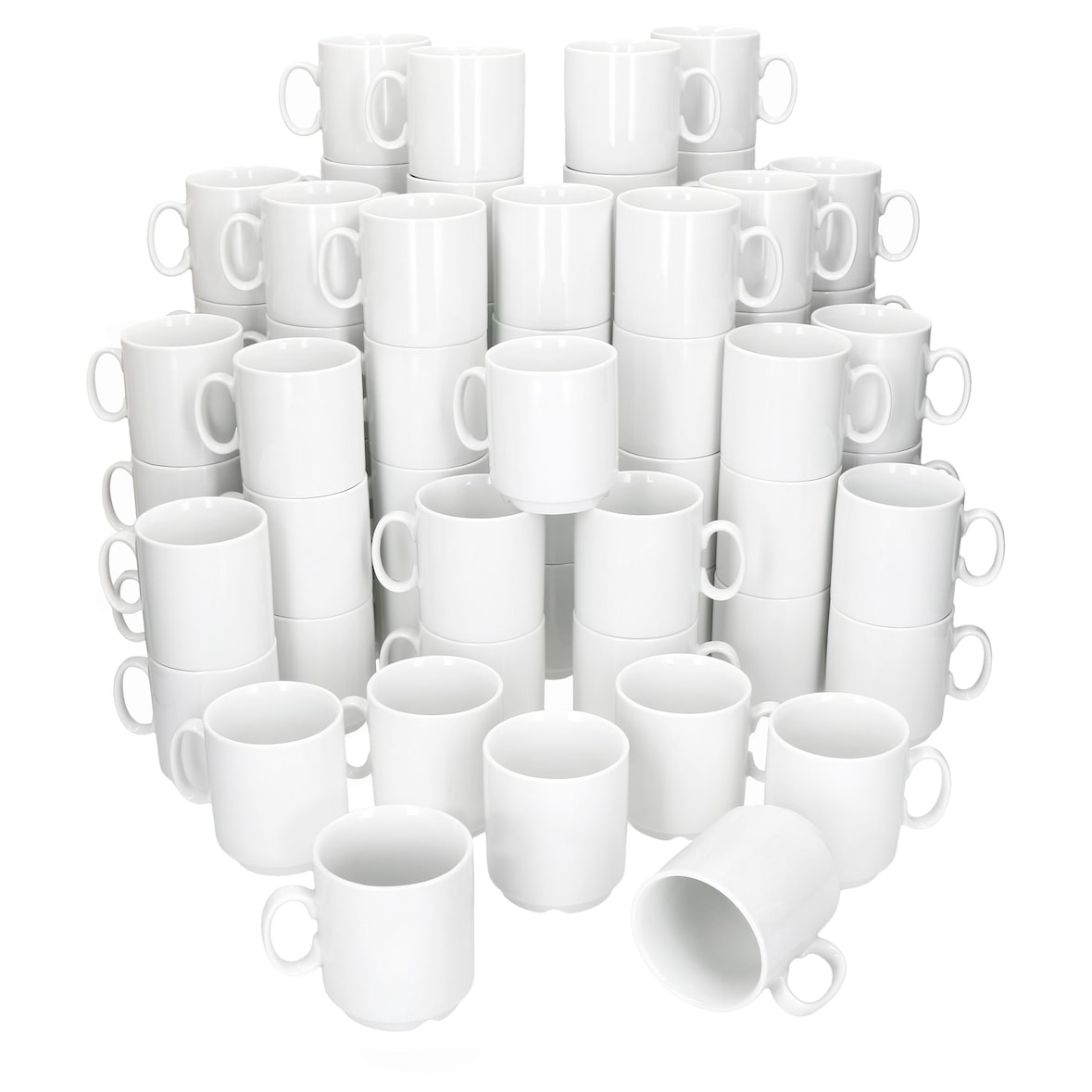 72er Set EVENT stapelbare Kaffeebecher weiß Porzellan 250 ml