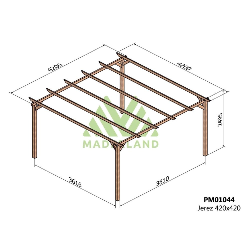 Pérgola de Madera Maciza Jerez (Maderland) - Gardeneas