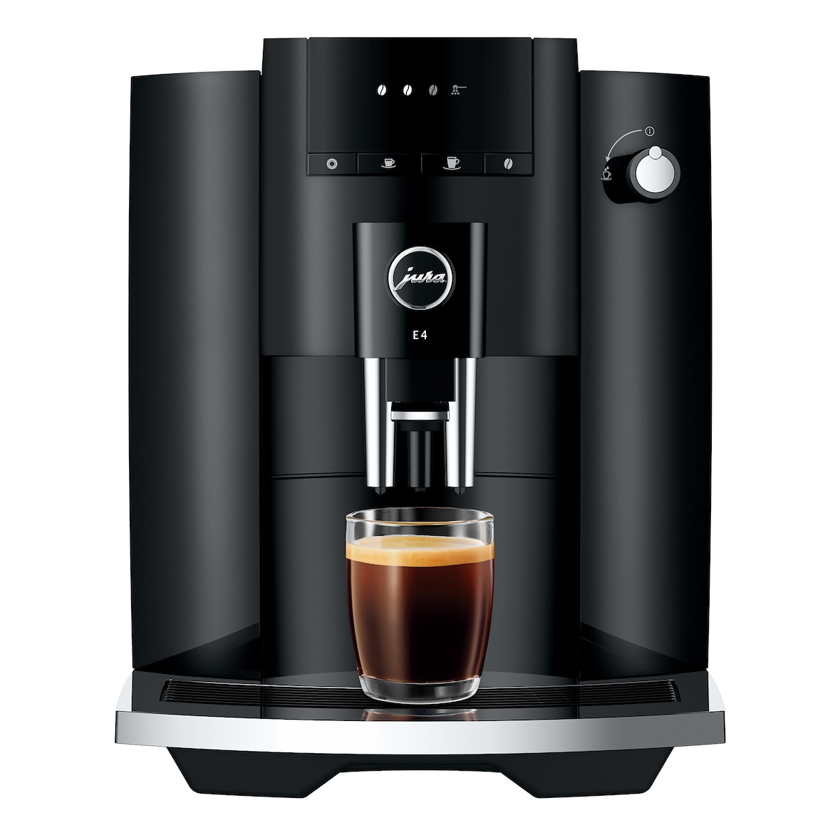 JURA - E4 Piano Black - Machine à café automatique avec moulin à arômes professionnel, préchauffage intelligent et 5 spécialités