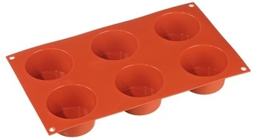 METRO PROFESSIONAL Teglia per muffin 6 cavità, silicone, 40 x 17.5 x 3.5 cm, resistente a temperature da -60 a +230 °C, impilabile, arancione