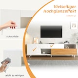 thumbnail of Fernsehschrank Lowboard 180x38x50 cm Weiß und Natur mit 1 Schublade und klappbarer Tür für Fernseher bis 75 Zoll