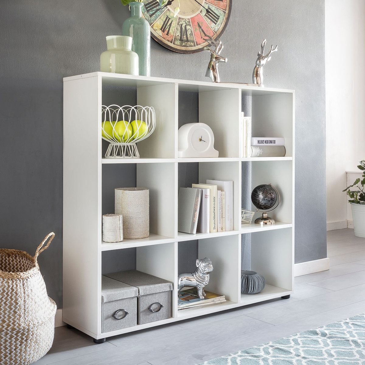 FineBuy Bücherregal SARA Holz Standregal Regal Aufbewahrungsregal Holzregal Raumteiler