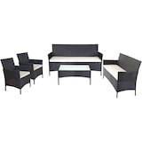thumbnail of 3-2-1-1 Poly-Rattan Garten-Garnitur Halden, Lounge-Set Sitzgruppe Sofa ~ anthrazit, Kissen creme