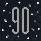 thumbnail of 16 Servietten schwarz & silber Zahl 90