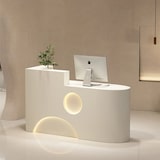 thumbnail of Registratore di cassa piccolo bancone da negozio registratori di cassa bancone reception tavolo reception sinistro beige 120*60cm