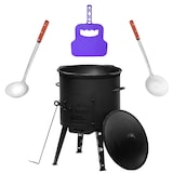 thumbnail of Ø36 Uchag 2mm stahl Utschak 8L Kazan Eben Grillfächer Schaumkelle Suppenkelle Utschak Utschag Kasan Feldküche Außenküche Eintopfofen Gulaschkanone