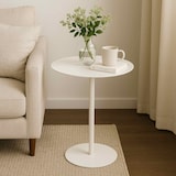 thumbnail of WellHome - Mesa auxiliar redonda de hierro blanco 35x35x53cm