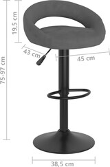 thumbnail of Barhocker KALSII höhenverstellbar 2er Set Dunkelgrau Samt  | Barstühle drehbar Küchenhocker Thekenhocker für Küche Hausbar