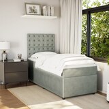 thumbnail of vidaXL Boxspringbett mit Matratze Hellgrau 90x200 cm Samt