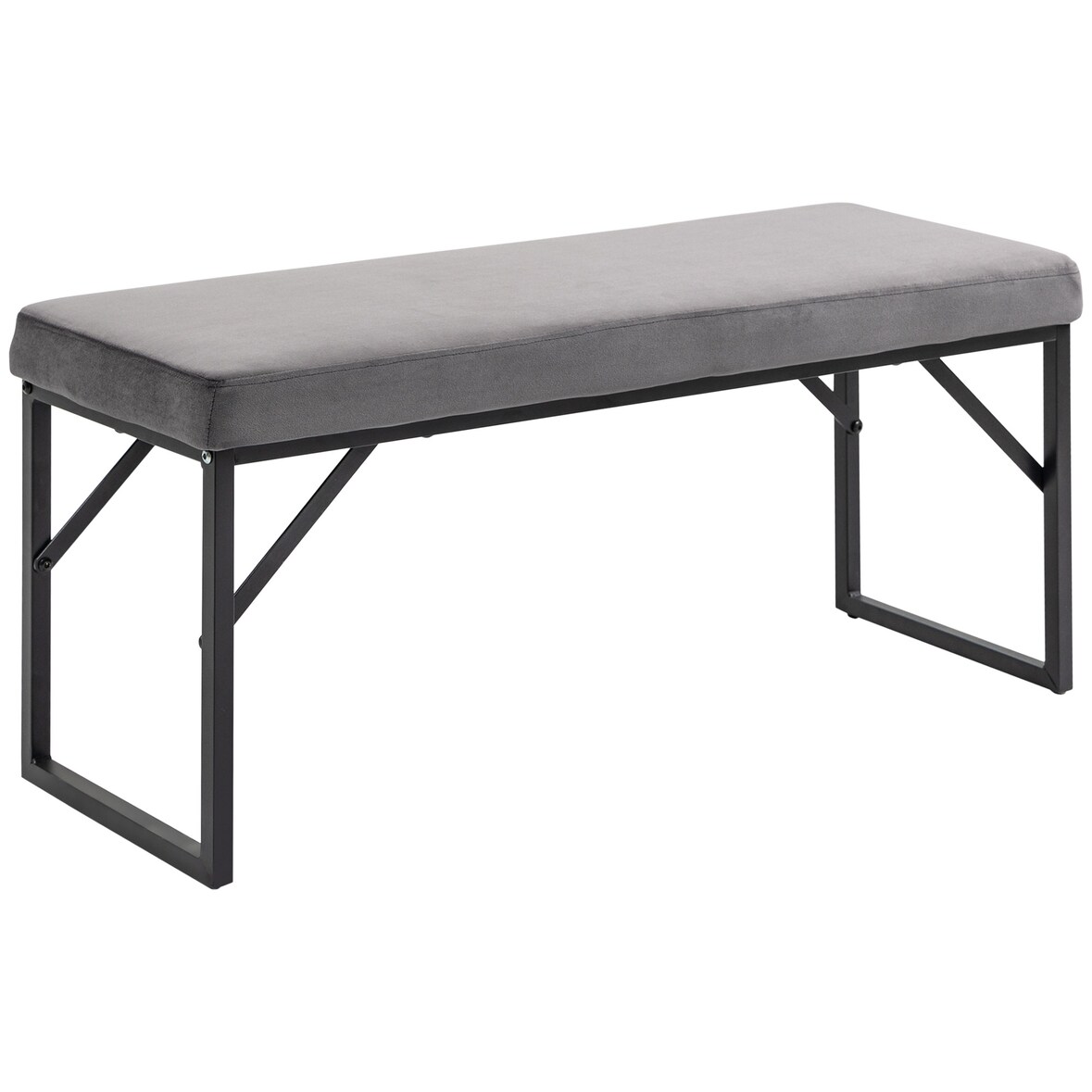 Sitzbank Samtoptik Dunkelgrau 100x35x47 cm gepolstert mit Metallgestell und Holzrahmen für Flur Wohnzimmer Schlafzimmer