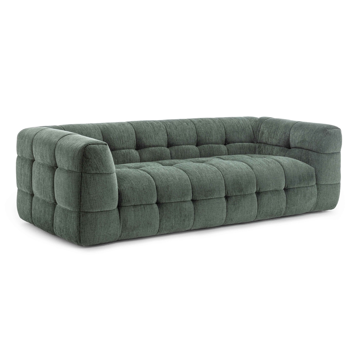 Canapé 3 places en bois et polyester vert L 228 cm