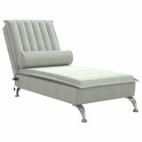 thumbnail of vidaXL Massage-Chaiselongue mit Nackenrolle Hellgrau Samt