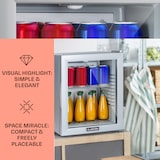 thumbnail of Brooklyn 24 Mini-Kühlschrank Glastür LED Ablage Silber