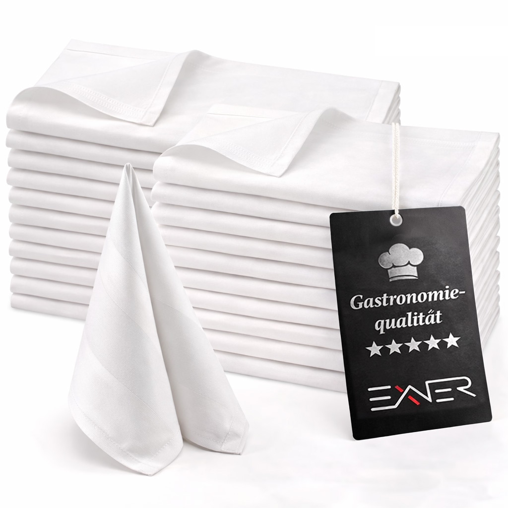 50er Set Stoffservietten / Tischservietten / Tischwäsche 50 x 50 cm weiß 100% Baumwolle