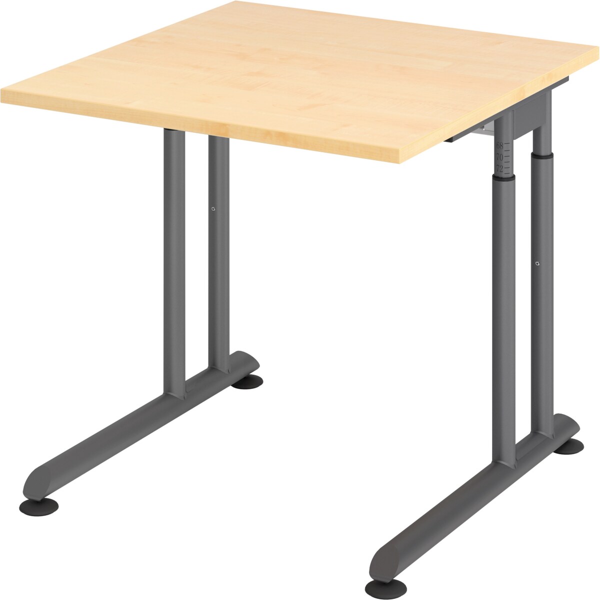 bümö höhenverstellbarer Schreibtisch Z-Serie 80x80 cm in Ahorn, Gestell in Graphit - PC Tisch klein für's Büro manuell höhenverstellbar,