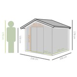 thumbnail of Outsunny cobertizo de jardín 258x206x178 cm 5,3m² caseta metálica con puertas correderas y ventilaciones para almacenamiento de herramientas
