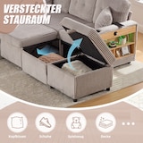 thumbnail of Merax 3-Sitzer-Schlafsofa mit Schlaffunktion, Mehrfunktionales Cord-Sofa mit  USB-C, Hellgrau