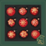 thumbnail of Glaskugelsortiment Rot/Satin-Rot, 9-tlg.