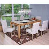 thumbnail of Décoshop26 - Lot de 6 chaises de salle à manger cuisine en tissu crème motif lettrage des pieds en bois clair 04_0000893