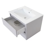 thumbnail of Waschbecken + Unterschrank HWC-B19, Waschbecken Waschtisch Badezimmer, hochglanz 50x60cm ~ grau