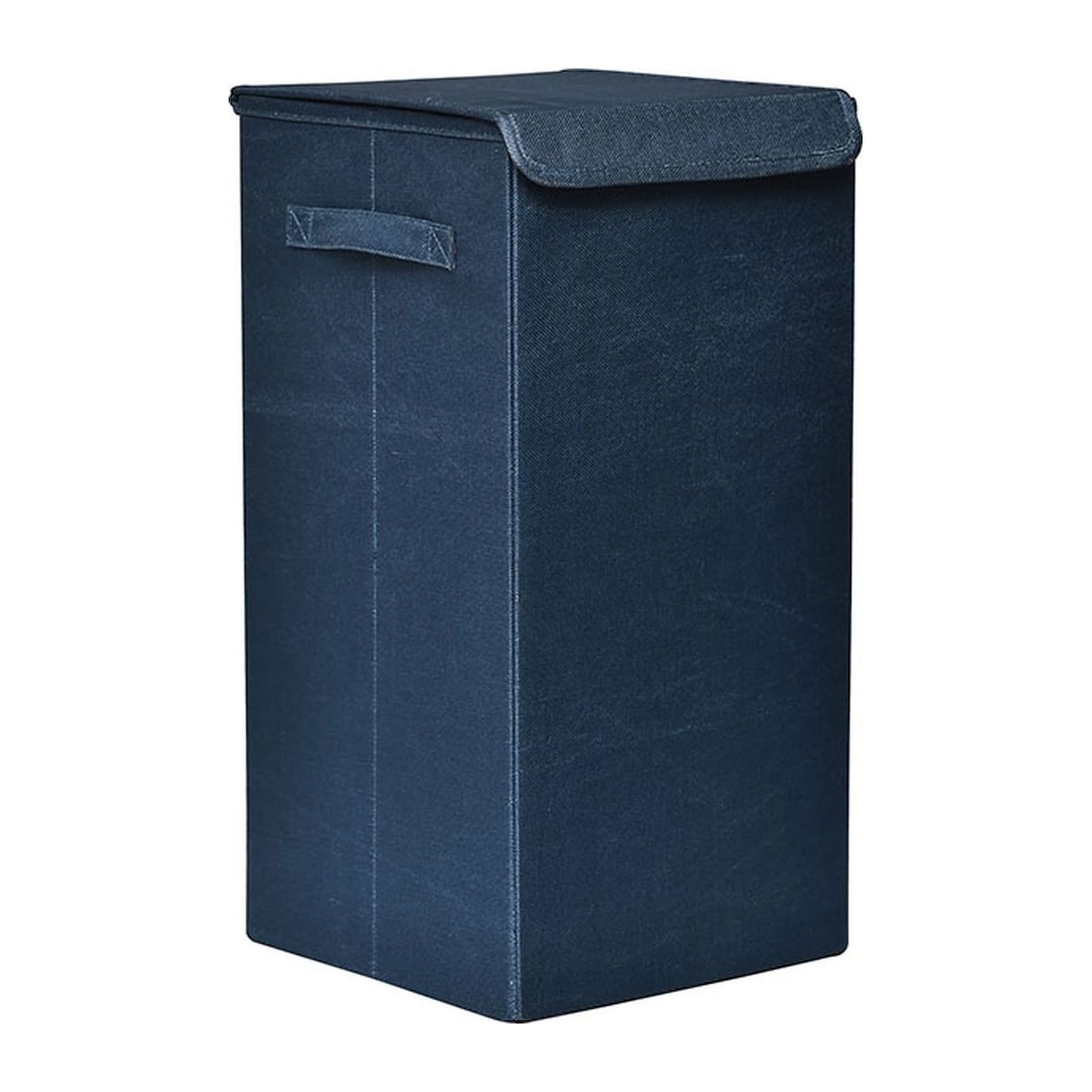 Panier à linge pliable en tissu Bleu chiné avec couvercle 30 x 30 x H 60 cm