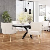 thumbnail of Esszimmerstuhl 2er Set Samt Beige+Gold 83x57x53 cm mit Armlehnen, Lendenstütze und höhenverstellbaren Füßen, komfortabel & stabil