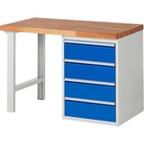 thumbnail of PROREGAL Werkbank Serie 7000 - Modell 7509 | HxBxT 89x125x70cm | 4x Schublade | Schubladenmaße 4x180mm | Lichtgrau | Arbeitstisch Werktisch