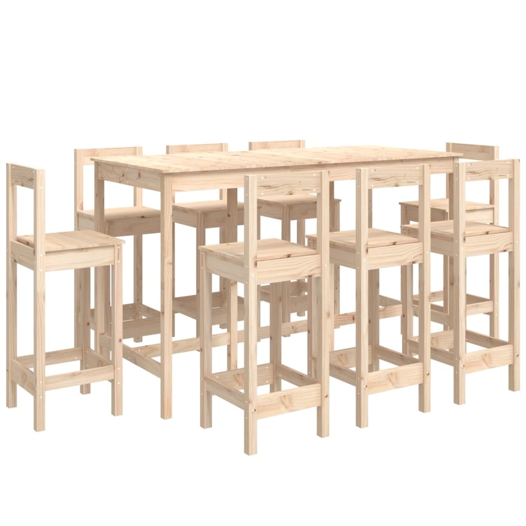 vidaXL 9-tlg. Bar-Set Massivholz Kiefer