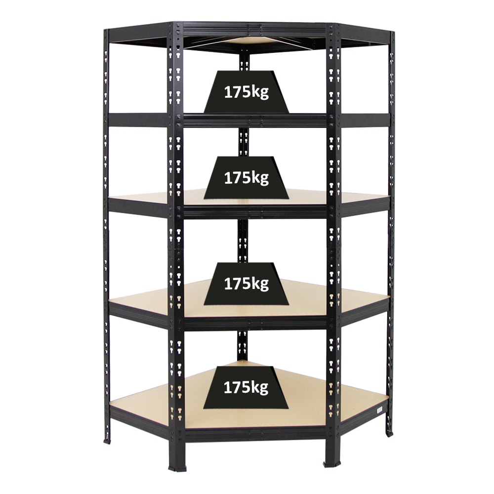 PROREGAL Eckregal Tiger HxBxT 180x90x45 cm | Fachlast 175kg | Schwarz | Stecksystem Lagerregal Regalsystem