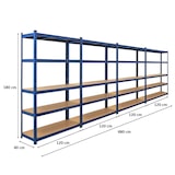 thumbnail of PROREGAL MegaDeal 4x Schwerlastregal Ragnar, HxBxT 180x120x40cm, Fachlast 175kg, Blau, Garagenregal Werkstattregal Lagerregal Steckregal