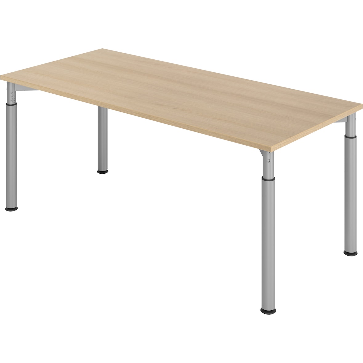 bümö höhenverstellbarer Schreibtisch 180x80 cm in Eiche, Gestell silber - PC Tisch höhenverstellbar & groß, höhenverstellbarer Tisch Büro, großer