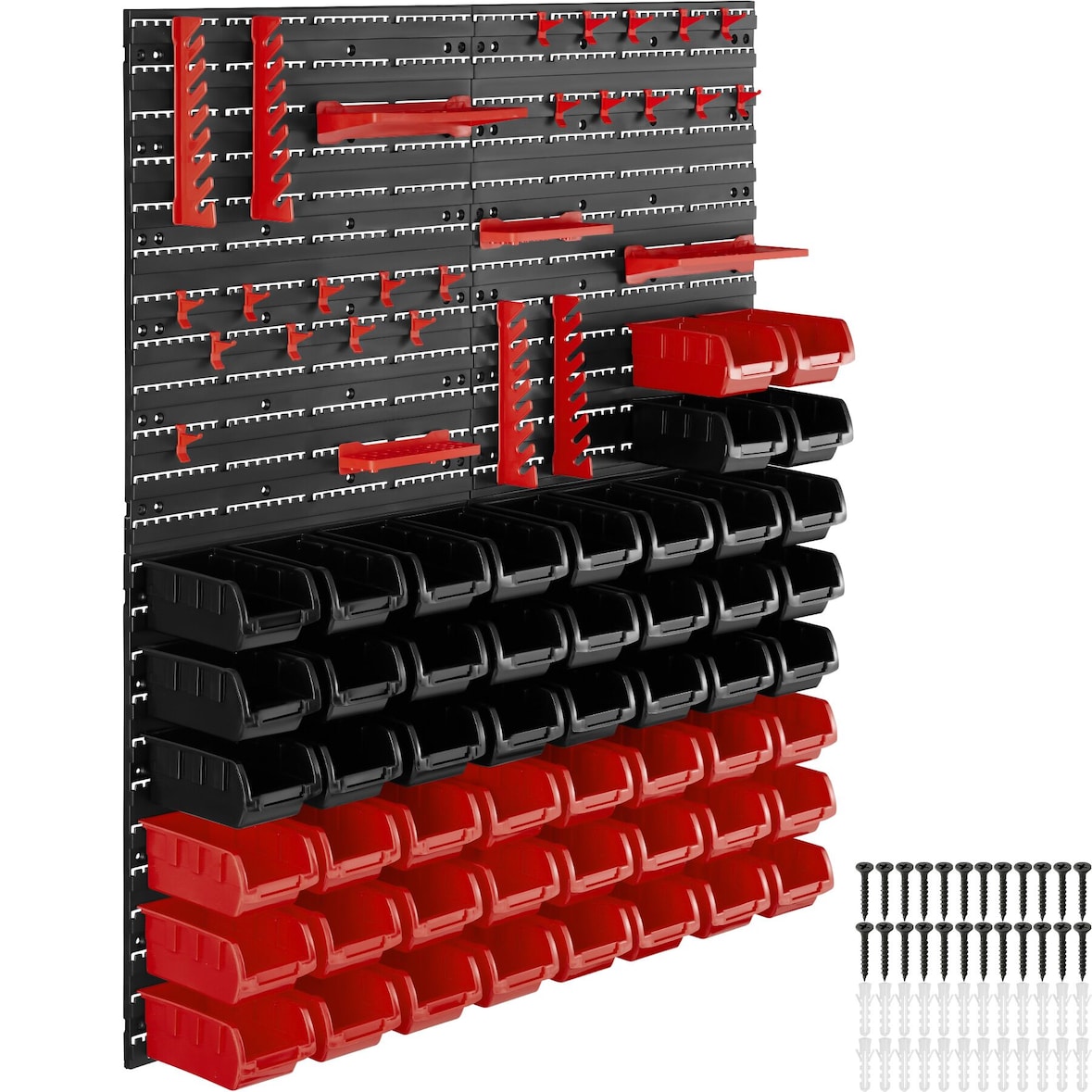 tectake Revistero con 28 cajas apilables y soportes para herramientas - Juego de 2 negro