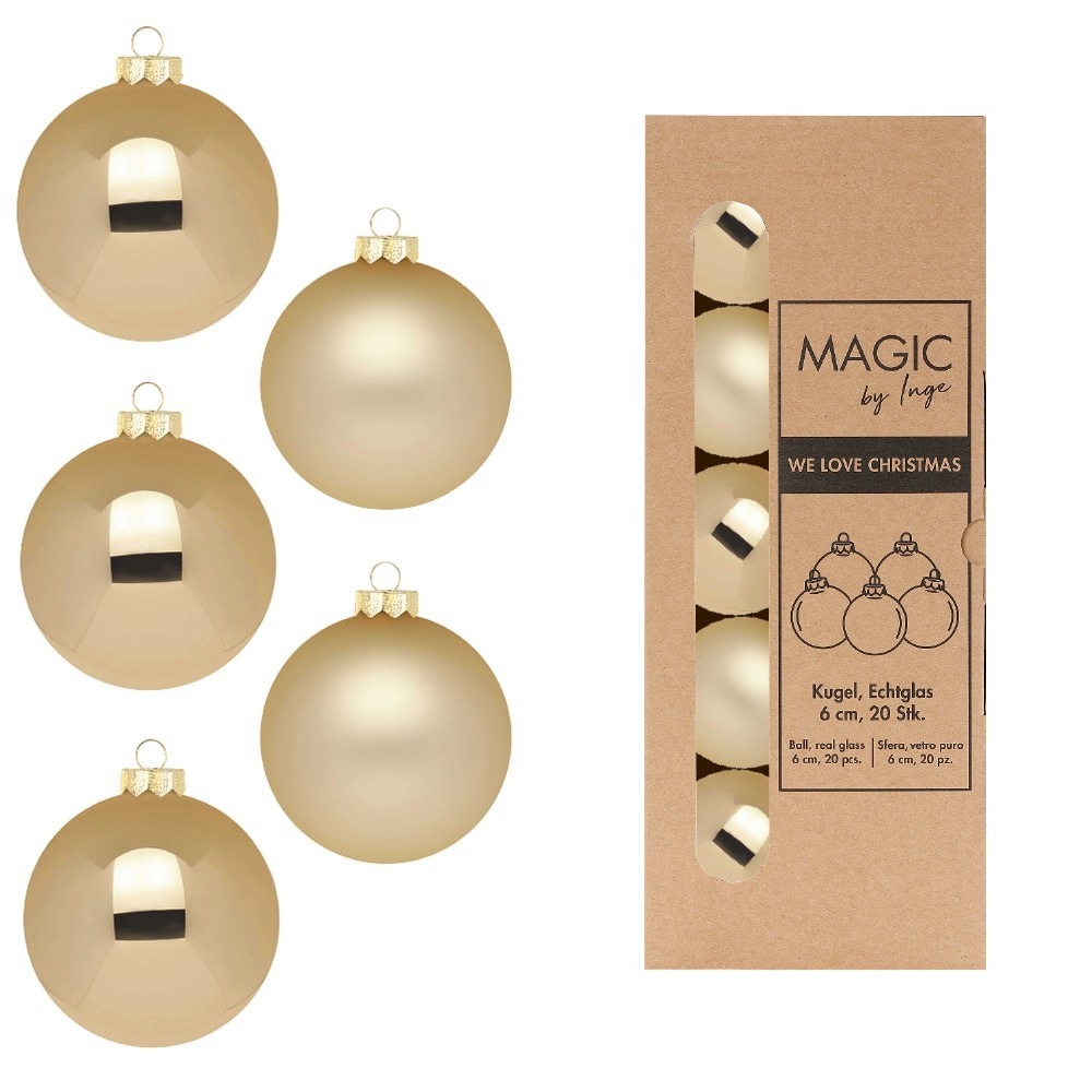 20 Weihnachtskugeln 6cm Glas Christbaumkugeln Weihnachtsbaumkugeln Set gold