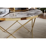 thumbnail of FineBuy Design Couchtisch Marmor Optik Weiß Ø 85 cm Gold Wohnzimmertisch Rund