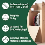 thumbnail of 20 x Kleiderbox mini 40 kg Traglast stabiler Kleiderkarton mit Kleiderstange 2-wellig Umzugskarton Textilkarton BB-Verpackungen