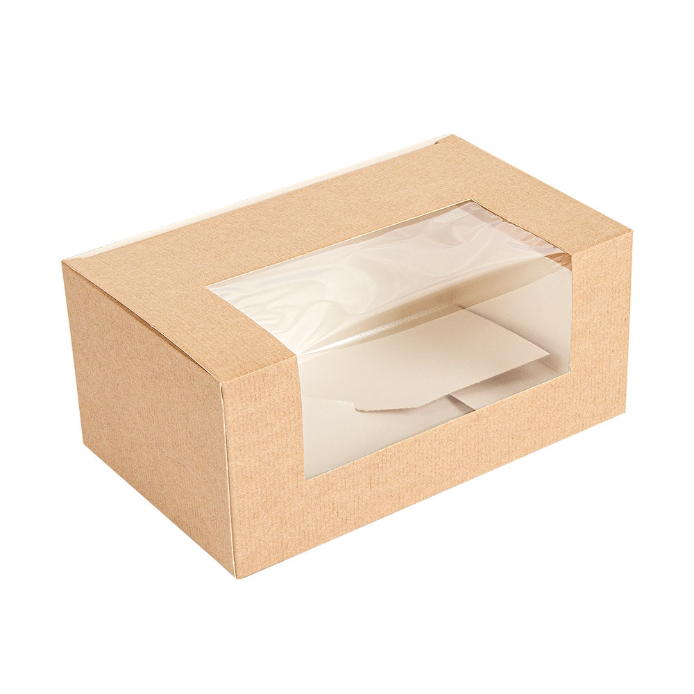 Garcia de Pou 400 Unités - Boîtes Pâtisseries Avec Fenêtre 'Thepack' 240 G/M2 + Opp 18X11X8 Cm Naturel Carton Ondulé Nano-Micro